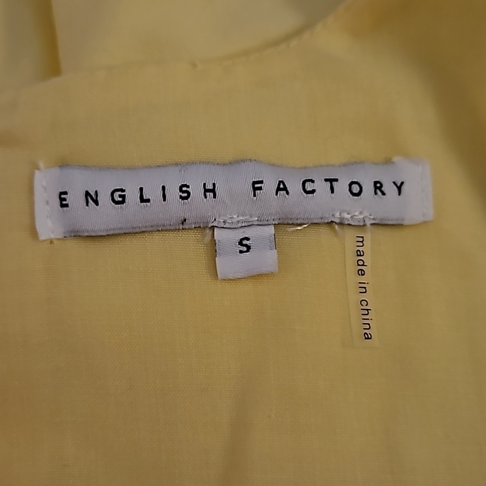 ENGLISH FACTORY Canary Yellow Puff Sleeve Ruffled Drop Waist Mini Dress - Picture 7 of 10